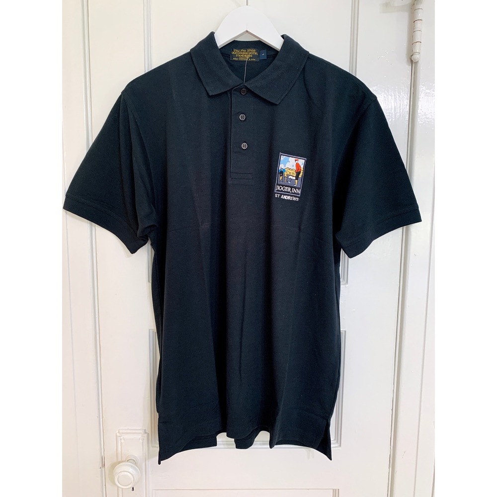 St Andrews Old Course Hotel Jigger Inn Polo Shirt Black Mens Large NWT